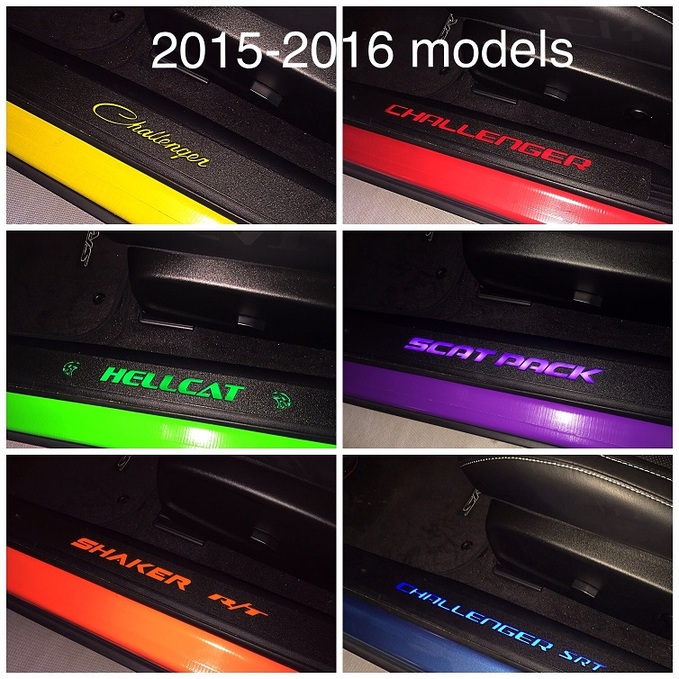 Illuminated Door Sill Inserts 2015-up Dodge Challenger - Click Image to Close